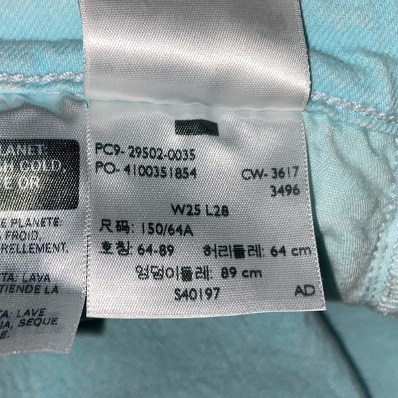 Genuine LEVIS Baby Blue High Rise Button Fly Jeans W 25 L 28. Unfinished Hem. - Picture 10 of 12